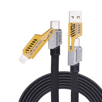 Кабель WUW-X207 USB 3 in 1 65W black Кабель WUW-X207 USB 3 in 1 65W black