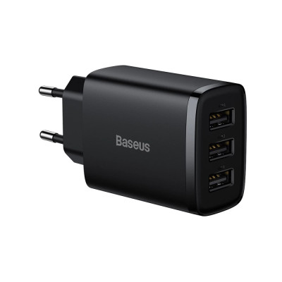 Мережевий зарядний пристрій Baseus Compact Charger 3U 17W EU Black Мережевий зарядний пристрій Baseus Compact Charger 3U 17W EU Black