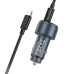 Автомобільний зарядний пристрій HOCO Z57B Glorious 63W dual-port digital display PD45W+QC3.0 car charger set (C to C) Metal Gray