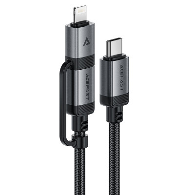 Кабель ACEFAST C20-01 USB-C to USB-C / Lightning aluminum alloy connectors charging data cable Black