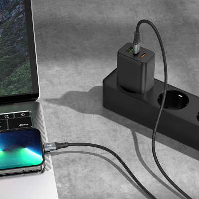 Кабель Hoco X86 iP Spear PD silicone charging data cable Black Кабель Hoco X86 iP Spear PD silicone charging data cable Black