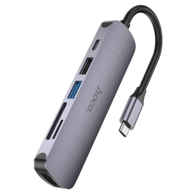 USB-хаб HOCO HB28 Type-C multi-function converter(HDTV+USB3.0+USB2.0+SD+TF+PD) Metal Gray USB-хаб HOCO HB28 Type-C multi-function converter(HDTV+USB3.0+USB2.0+SD+TF+PD) Metal Gray