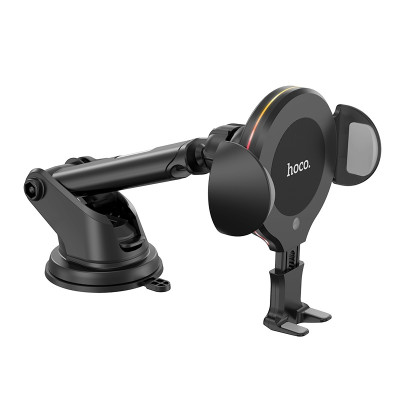 Автотримач для телефона з БЗП HOCO CA60 Aspiring infrared sensor wireless charging car holder Black