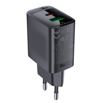 Мережевий зарядний пристрій ACEFAST A78 PD20W GaN (USB-A+USB-C) charger Black Мережевий зарядний пристрій ACEFAST A78 PD20W GaN (USB-A+USB-C) charger Black