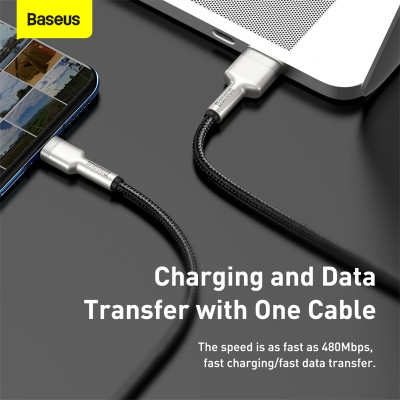 Кабель Baseus Cafule Series Metal Data Cable USB to Type-C 66W 0.25m Black Кабель Baseus Cafule Series Metal Data Cable USB to Type-C 66W 0.25m Black