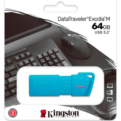 Флеш-накопичувач Kingston USB 3.2 DT Exodia M 64GB Aqua Blue Флеш-накопичувач Kingston USB 3.2 DT Exodia M 64GB Aqua Blue