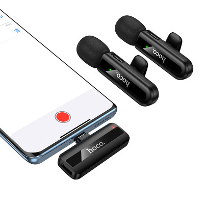 Бездротова мікрофонна система HOCO L20A Fair dual-mic (iP/Type-C) Black