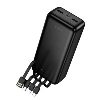 Зовнішній акумулятор HOCO J163B Wonderful power bank with 4 cables(30000mAh) Black Зовнішній акумулятор HOCO J163B Wonderful power bank with 4 cables(30000mAh) Black
