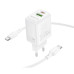 Мережевий зарядний пристрій з кабелем BOROFONE BN27 Fuente PD20W+QC3.0 charger set (C to C) (EU) White Мережевий зарядний пристрій з кабелем BOROFONE BN27 Fuente PD20W+QC3.0 charger set (C to C) (EU) White