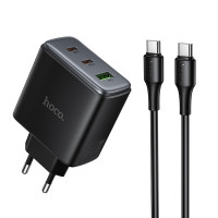 Мережевий зарядний пристрій HOCO C160A Upgrade PD65W(2C1A) charger set(C to C) Black