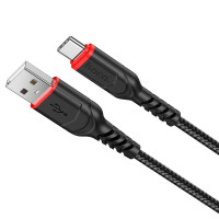 Кабель HOCO X59 USB to Type-C 3A, 1m, nylon, TPE connectors, Black Кабель HOCO X59 USB to Type-C 3A, 1m, nylon, TPE connectors, Black