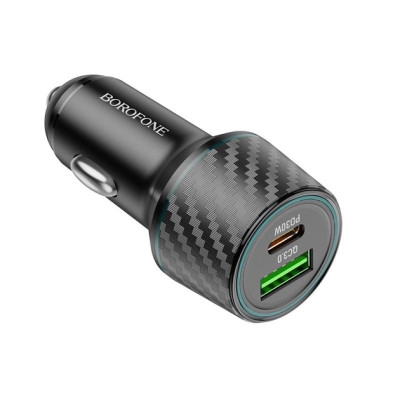 Автомобільний зарядний пристрій BOROFONE BZ21 Brilliant 48W dual port PD30W+QC3.0 car charger Black Автомобільний зарядний пристрій BOROFONE BZ21 Brilliant 48W dual port PD30W+QC3.0 car charger Black