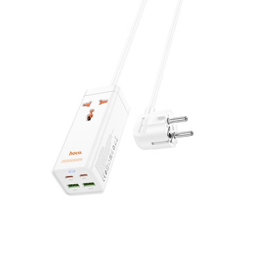 Мережевий подовжувач HOCO AC10A Barry PD65W GaN (2C2A with 1 socket) desktop charger White Мережевий подовжувач HOCO AC10A Barry PD65W GaN (2C2A with 1 socket) desktop charger White
