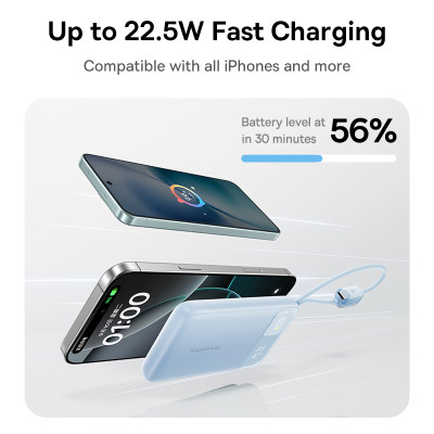 Зовнішній акумулятор Baseus EnerFill FC11 Digital Display Power Bank with Dual Built-in Cables 10000mAh 22.5W Cosmic Black