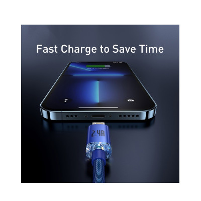Кабель Baseus Crystal Shine Series Fast Charging Data Cable USB to iP 2.4A 1.2m Blue Кабель Baseus Crystal Shine Series Fast Charging Data Cable USB to iP 2.4A 1.2m Blue