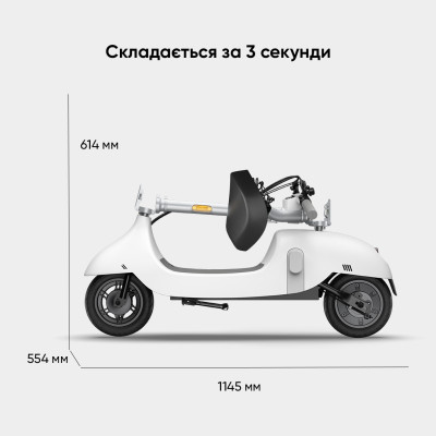 Електросамокат з сидінням OKAI Ceetle PRO EA10C White 10', 350(900)W, 25Km/h, 10.4Ah, 55Km, 20%, NFC, App.29kg