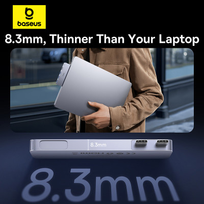 USB-хаб Baseus UltraJoy Series 5-Port HUB Space Grey (USB-C*2 to USB-C 40Gbps*1+HDMI 4K@30Hz*1+USB3.0*3）