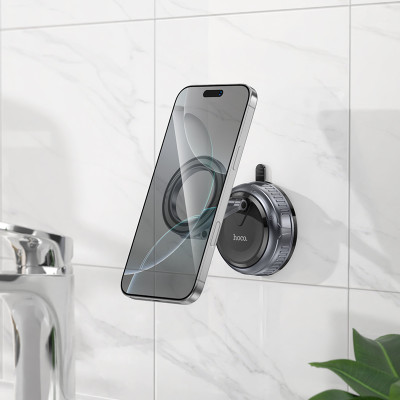 Автотримач для телефона HOCO H92 High vacuum suction cup magnetic holder(universal) Black Metal Gray
