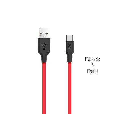 Кабель HOCO X21 USB to Type-C 2A, 1m, silicone, TPE connectors, Black+Red Кабель HOCO X21 USB to Type-C 2A, 1m, silicone, TPE connectors, Black+Red