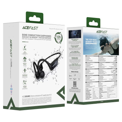 Бездротові спортивні навушники ACEFAST N10 bone conduction BT earphones, IP68, Black Бездротові спортивні навушники ACEFAST N10 bone conduction BT earphones, IP68, Black