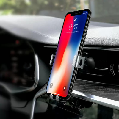 Автотримач для телефона HOCO CA56 Plus Armor metal gravity car holder Black Silver