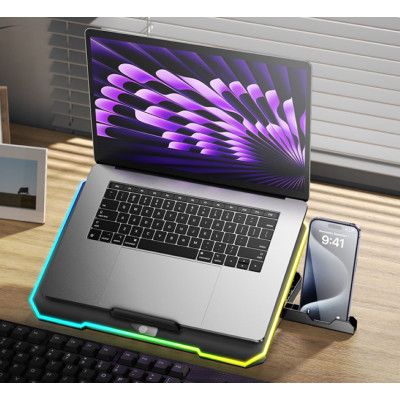 Підставка для ноутбука HOCO DH19 Cool RGB notebook cooling stand Black