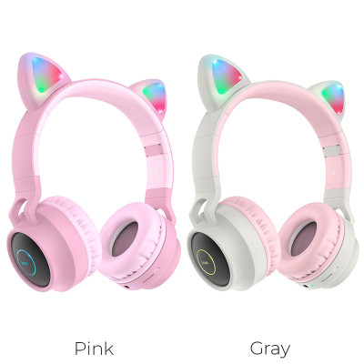 Бездротові накладні навушники HOCO W27 Cat ear wireless headphones Pink Бездротові накладні навушники HOCO W27 Cat ear wireless headphones Pink