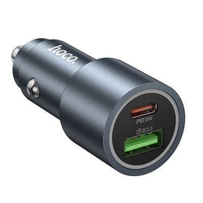 Автомобільний зарядний пристрій HOCO Z60 Bloom 48W dual-port PD30W+QC3.0 multi-protocol car charger Metal Gray Автомобільний зарядний пристрій HOCO Z60 Bloom 48W dual-port PD30W+QC3.0 multi-protocol car charger Metal Gray