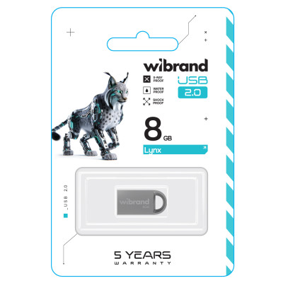 Флеш-накопичувач Wibrand USB 2.0 Lynx 8Gb Silver Флеш-накопичувач Wibrand USB 2.0 Lynx 8Gb Silver
