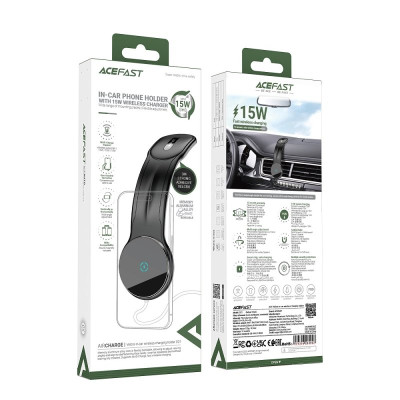 Автотримач для телефона з БЗП ACEFAST D21 Velcro in-car wireless charging holder Black