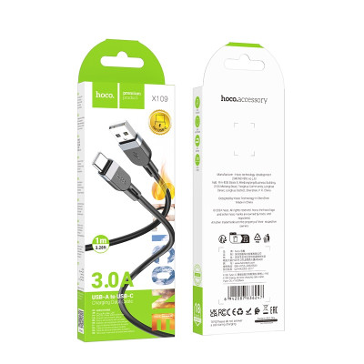 Кабель HOCO X109 Energy silicone charging data cable Type-C (L=1M) Black Кабель HOCO X109 Energy silicone charging data cable Type-C (L=1M) Black