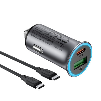 Автомобільний зарядний пристрій ACEFAST B16 95W (USB-A+USB-C) dual port metal car charger set (P5) Metal Gray