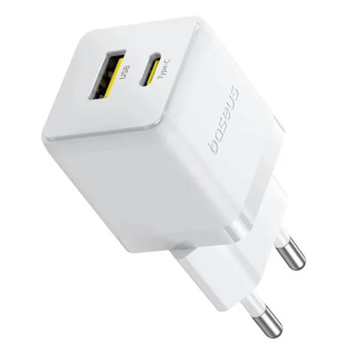 Мережевий зарядний пристрій Baseus Palm Fast Charger C+U 20W EU Moon White