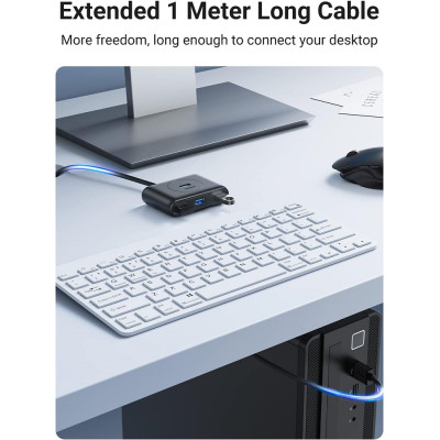 USB-хаб UGREEN CR113 USB 3.0 Hub  1m (Black) (UGR-20291)