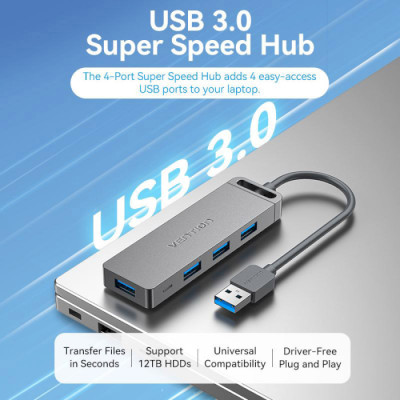 USB-хаб Vention 4-Port USB 3.0 Hub With Power Supply 0.15M Black (CHLBB) USB-хаб Vention 4-Port USB 3.0 Hub With Power Supply 0.15M Black (CHLBB)