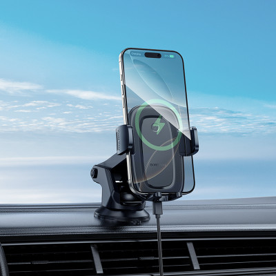 Автотримач для телефона з БЗП BOROFONE BH223 Follower push-type wireless fast charging car holder(center console)
