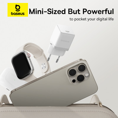 Мережевий зарядний пристрій Baseus Palm Fast Charger 1C 20W EU Moon White Мережевий зарядний пристрій Baseus Palm Fast Charger 1C 20W EU Moon White