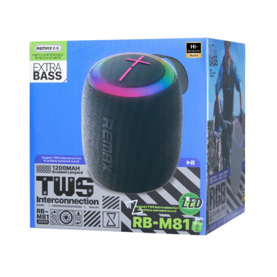 Портативна колонка REMAX RB-M81 Party Light Portable Wireless Speaker, 7W, Black Портативна колонка REMAX RB-M81 Party Light Portable Wireless Speaker, 7W, Black