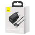 Мережевий зарядний пристрій з кабелем Baseus Super Si Quick Charger 1C 25W EU Sets Black（With Mini White Cable C to C 3A 1m Black）