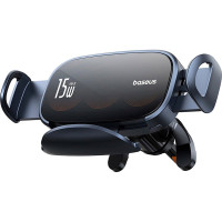 Автотримач для телефона з БЗП Baseus LightChaser Series Triple-Coil Wireless Charging Electric Car Mount Cluster Black