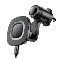 Автотримач для телефона з БЗП HOCO HW30 Crown magnetic wireless charging car holder (air outlet) Black Metal Gray Автотримач для телефона з БЗП HOCO HW30 Crown magnetic wireless charging car holder (air outlet) Black Metal Gray