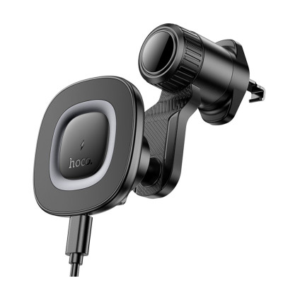 Автотримач для телефона з БЗП HOCO HW30 Crown magnetic wireless charging car holder (air outlet) Black Metal Gray Автотримач для телефона з БЗП HOCO HW30 Crown magnetic wireless charging car holder (air outlet) Black Metal Gray