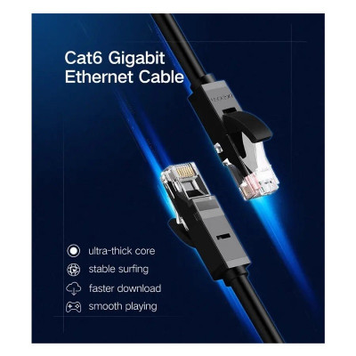 Мережевий кабель UGREEN NW102 Cat 6 U/UTP Lan Flat Cable 5m (Black)(UGR-50176) Мережевий кабель UGREEN NW102 Cat 6 U/UTP Lan Flat Cable 5m (Black)(UGR-50176)
