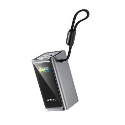 Зовнішній акумулятор ACEFAST M33-20000 100W fast charging power bank with cable and TFT display metal gray Зовнішній акумулятор ACEFAST M33-20000 100W fast charging power bank with cable and TFT display metal gray