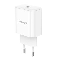 Мережевий зарядний пристрій BOROFONE BA81A single port PD20W charger(EU) White Мережевий зарядний пристрій BOROFONE BA81A single port PD20W charger(EU) White