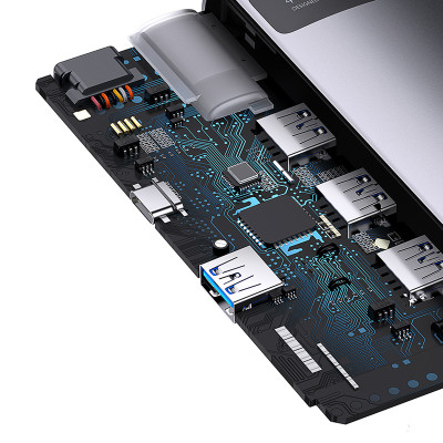 USB-хаб Baseus Metal Gleam Series 4-in-1 Multifunctional Type-C HUB Docking Station Gray(Type-C to USB3.0*4) USB-хаб Baseus Metal Gleam Series 4-in-1 Multifunctional Type-C HUB Docking Station Gray(Type-C to USB3.0*4)