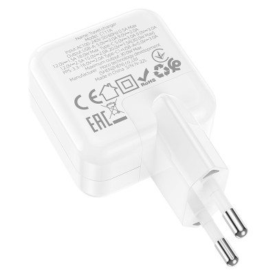 Мережевий зарядний пристрій HOCO C111A Lucky dual-port PD30W+QC3.0 charger set(C to iP) White