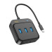 USB-Hub HOCO HB35 Easy link 4-in-1 Gigabit Ethernet Adapter(Type-C to USB3.0*3+RJ45)(L=0.2M) Black