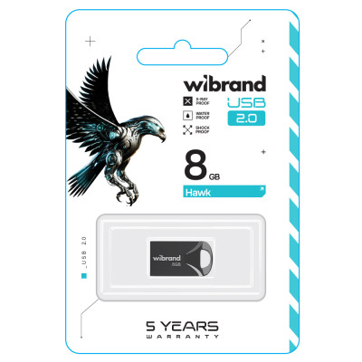 Флеш-накопичувач Wibrand USB 2.0 Hawk 8Gb Black Флеш-накопичувач Wibrand USB 2.0 Hawk 8Gb Black