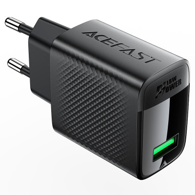 Мережевий зарядний пристрій ACEFAST A90 QC18W GaN single USB-A charger (EU) Black Мережевий зарядний пристрій ACEFAST A90 QC18W GaN single USB-A charger (EU) Black